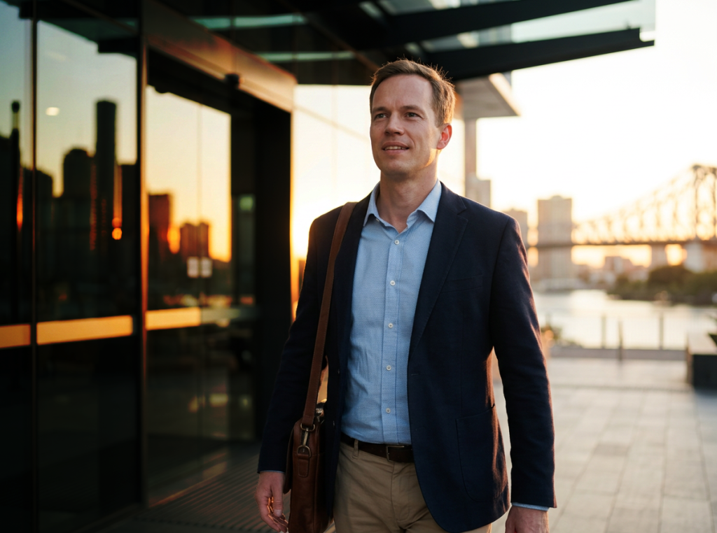 QLD Executive Walking into his new role.